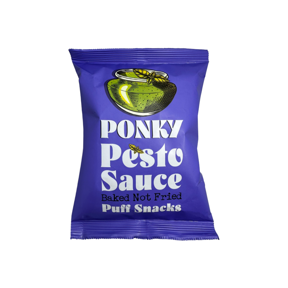 Ponky Puff Snacks With Pesto Sauce Flavor - 30 gm