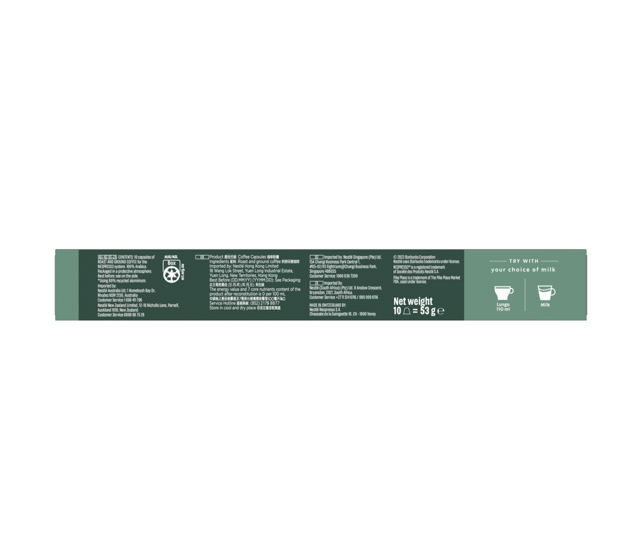 Starbucks Pike Place Roast By Nespresso - 10 Capsules