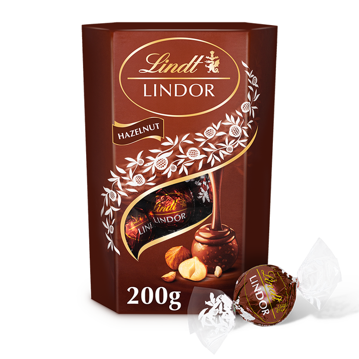 Lindt LINDOR Milk Hazelnut Chocolate Truffles Box 200g