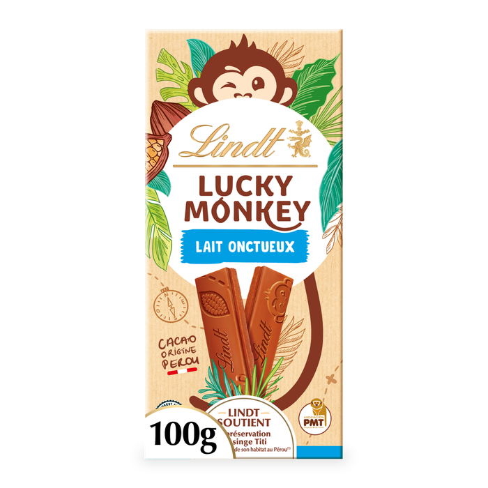 Lindt LUCKY MONKEY Creamy Milk Tablet 100g