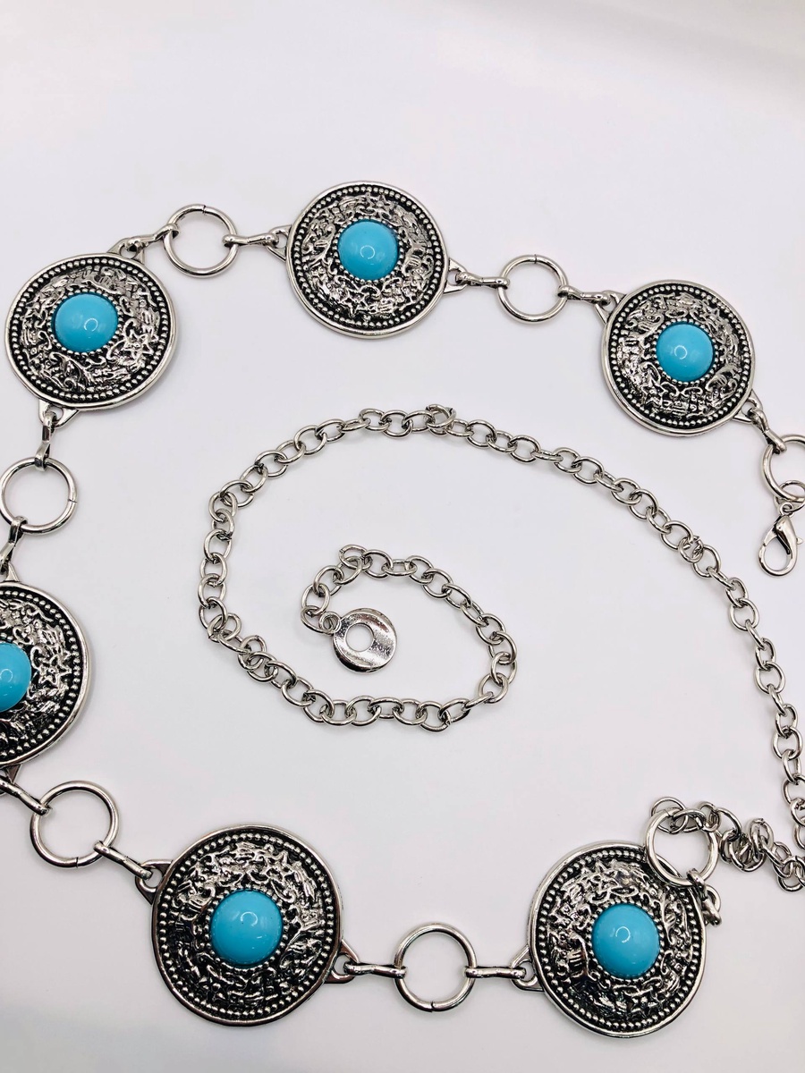 Turquoise Statement Coin Belt – Gold & Silver