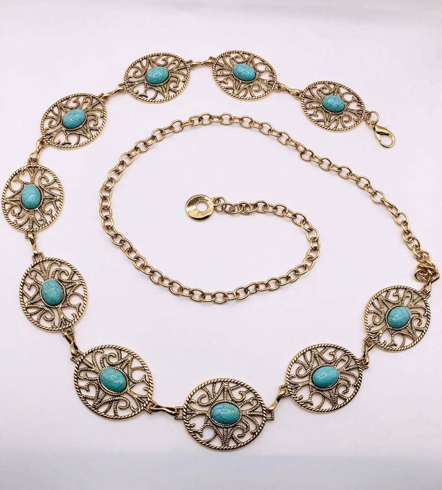 Mandala Turquoise Belt – Intricate Cut-Out Design