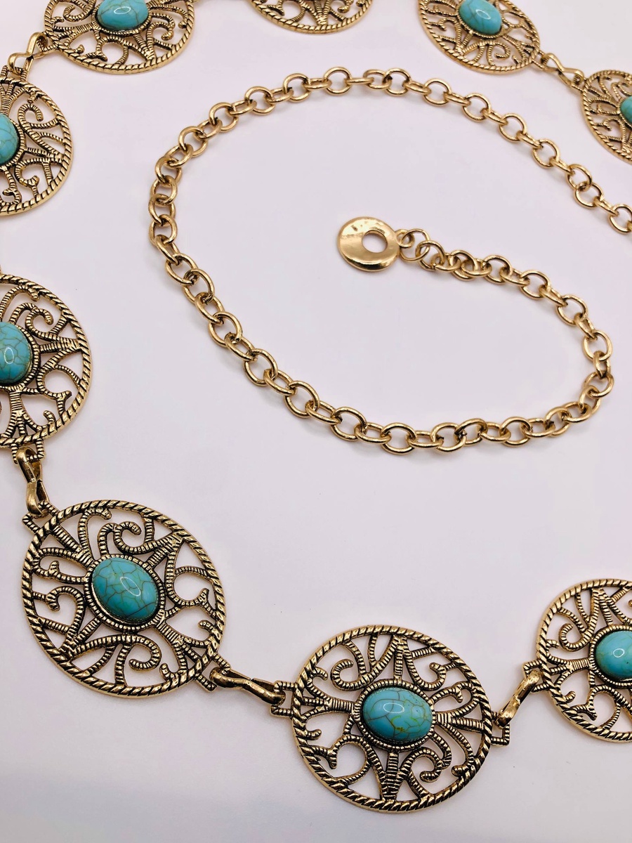 Mandala Turquoise Belt – Intricate Cut-Out Design