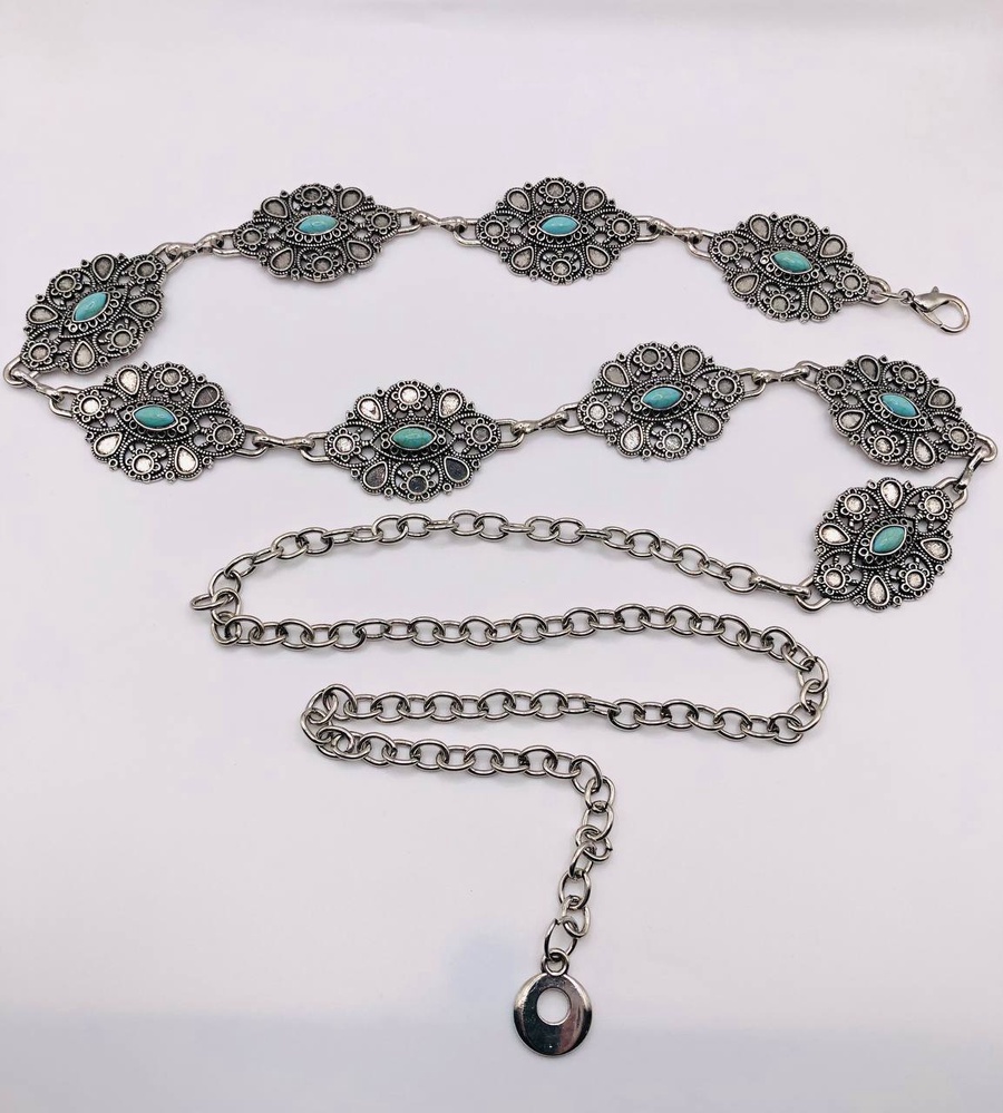 Filigree Garden Belt – Turquoise Floral Design
