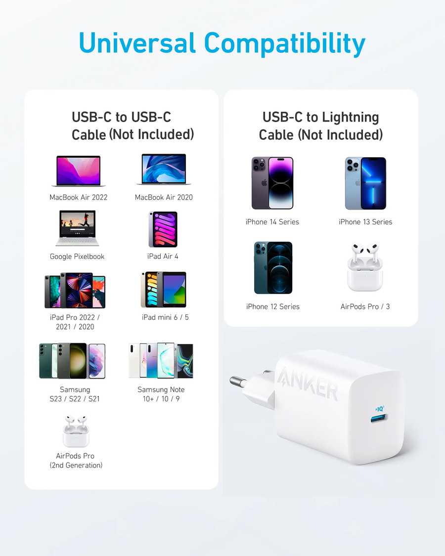 Anker 312 USB-C Wall Charger 30W - White | A2640L11
