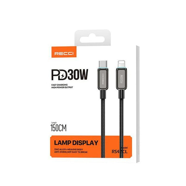 DATA CABLE 30W RS48CL Type-C to Lightning with Power Display