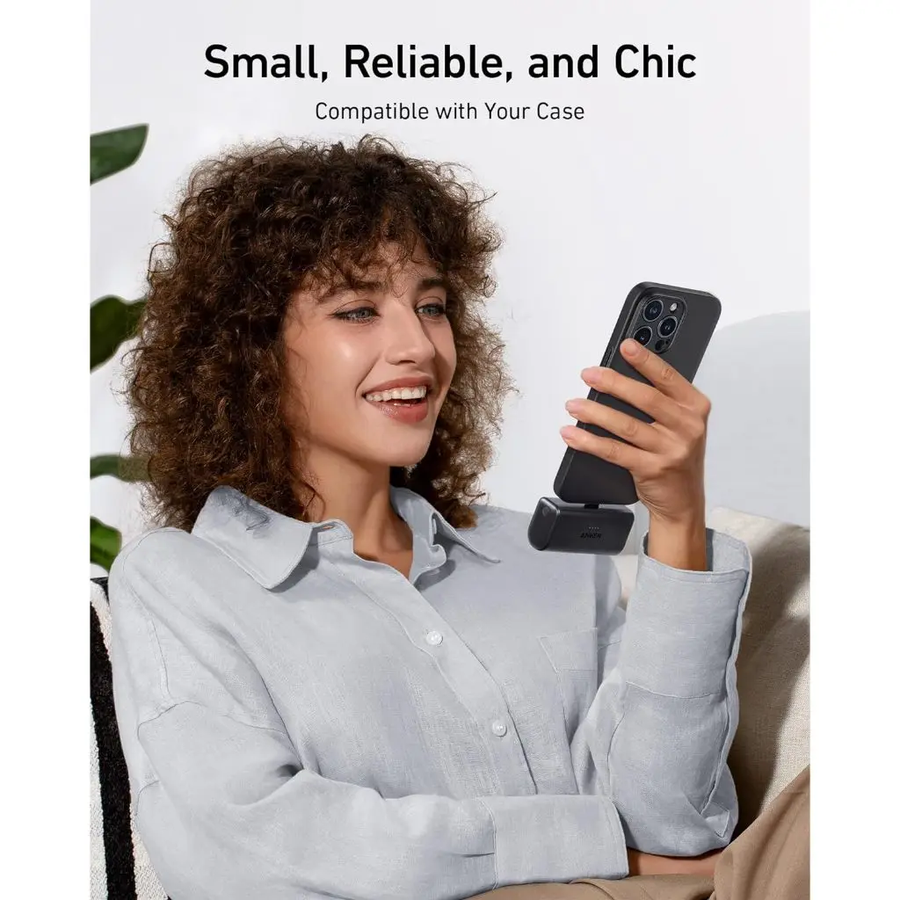 Anker Nano Power Bank 5,000mAh 22.5W Built-In USB-C Connector – Black | A1653H11