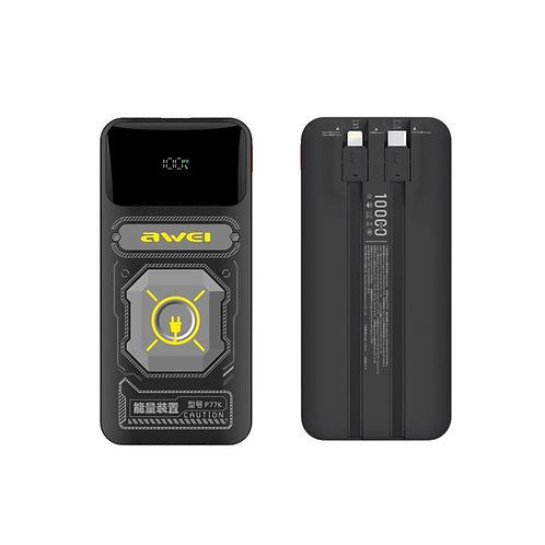 Awei P77K 10000mAh Power Bank 22.5W Fast Charging with Built-in Cable