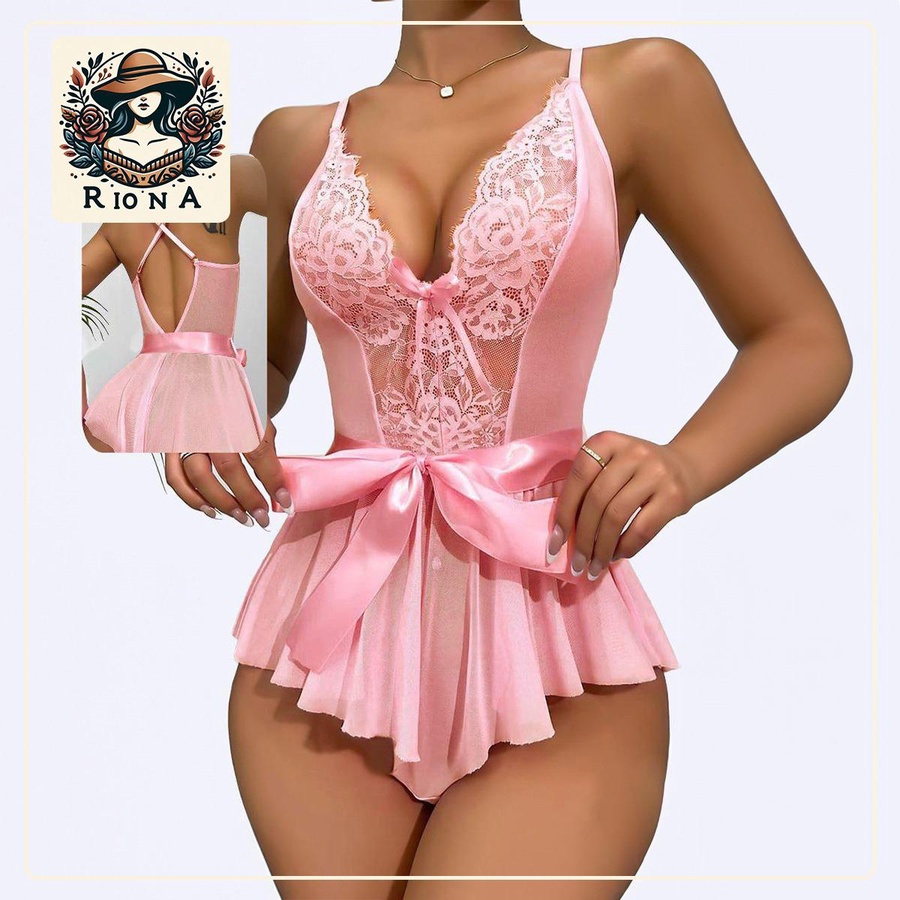 تيدي دانتيل بفيونكة ساتان | Lace Teddy with Satin Bow