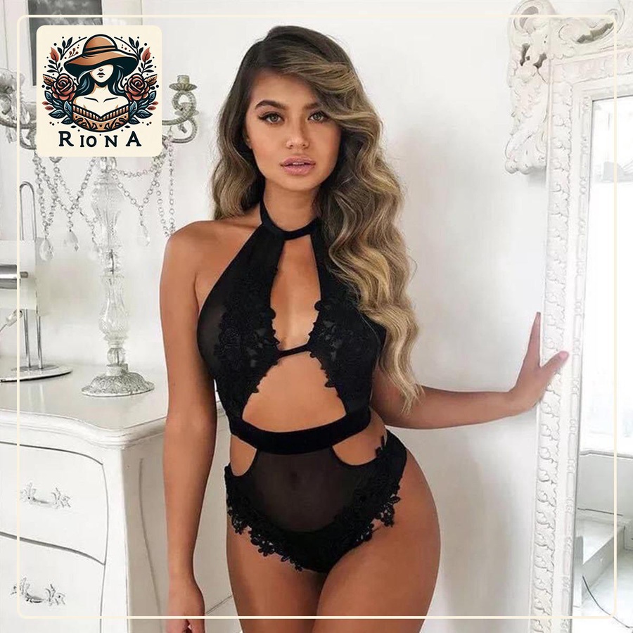تيدي دانتيل وتول أسود | Black Lace & Mesh Teddy