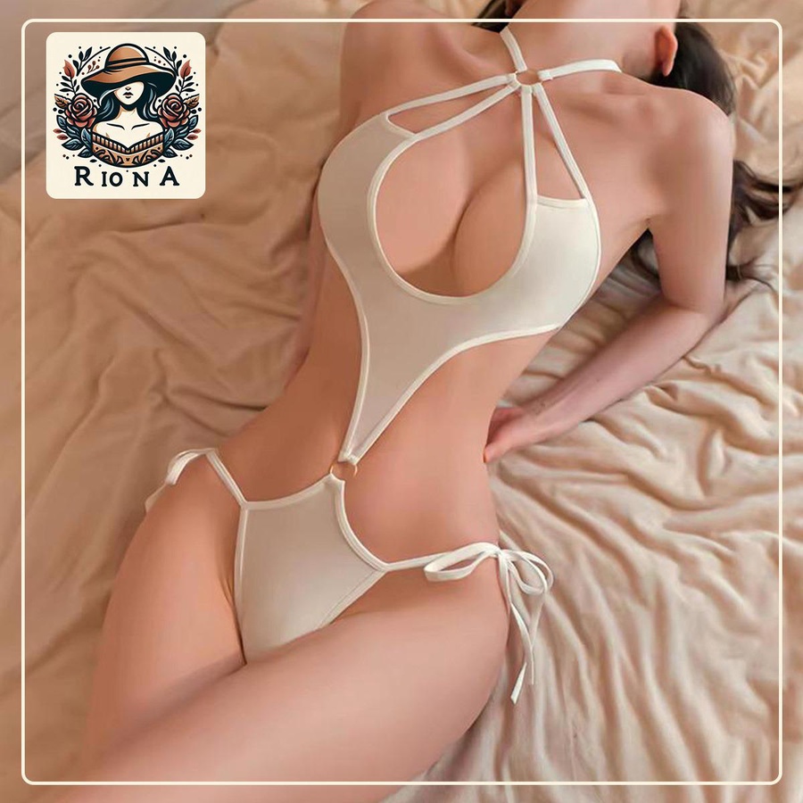 تيدي أبيض بحمالات وتصميم مفرغ | White Strappy Cut-Out Teddy
