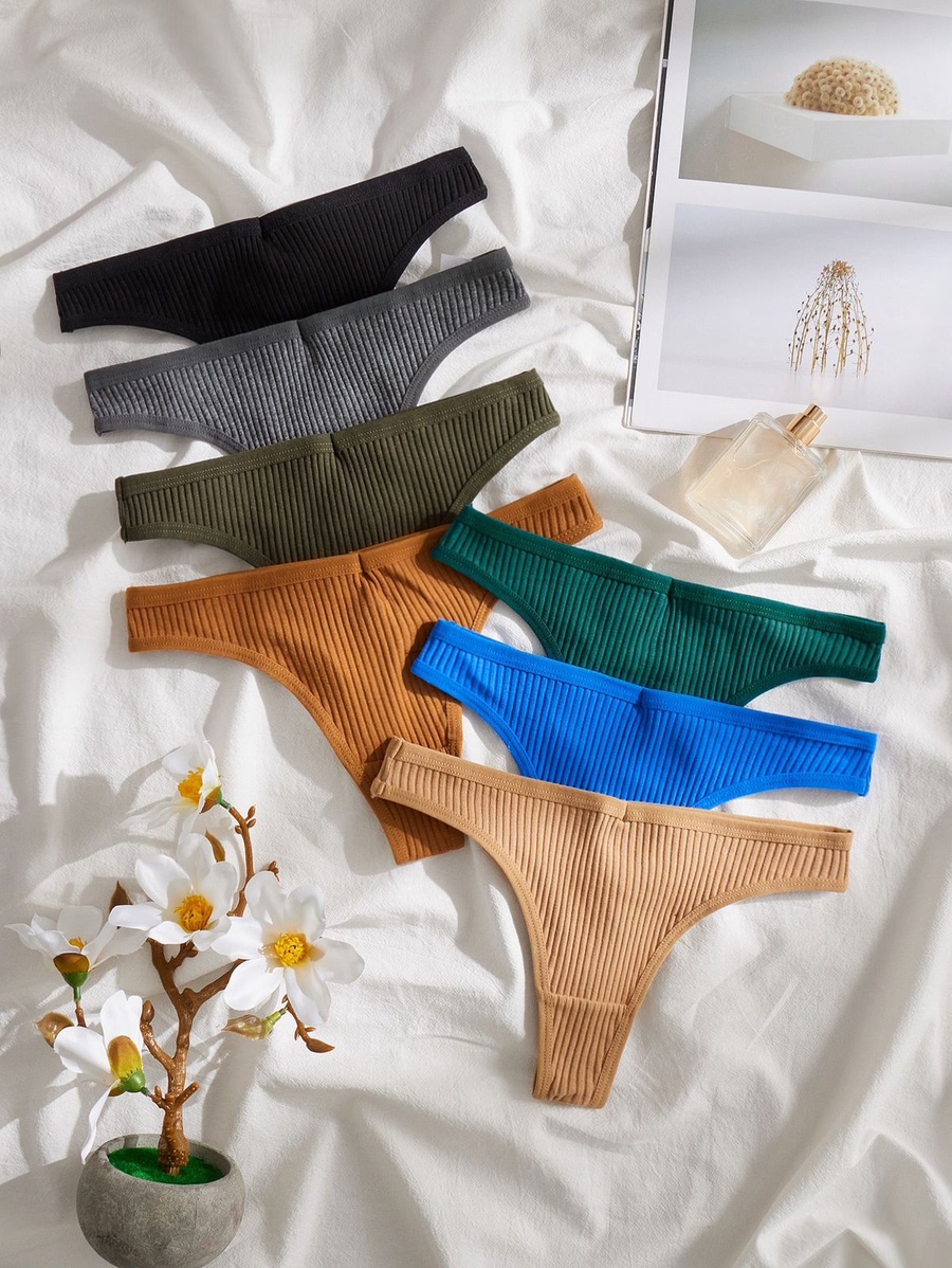 قطعة قطنية مضلعة كلاسيك | Classic Ribbed Thong Panty