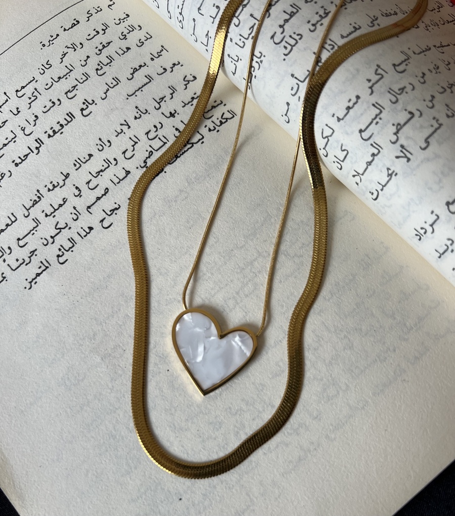 Black Heart Necklace & Snake Chain Set – Stainless Steel