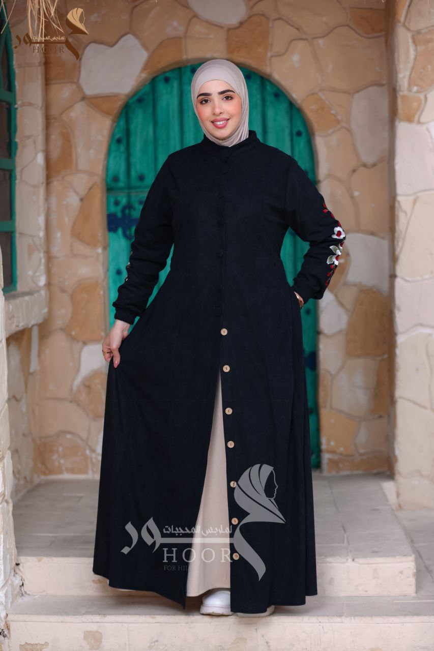 عباية نقاء قطيفة مطرزة – تنفع كارديجان ودريس موديل أنيق بخامة عالية الجودة