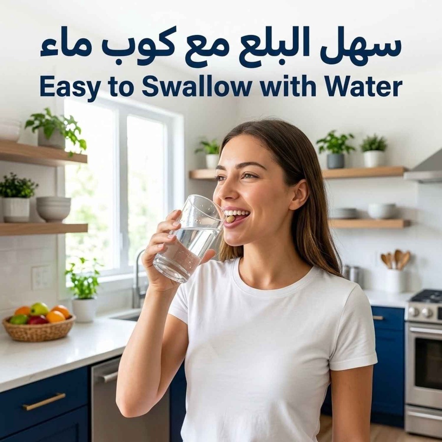 الخطوة الثانية: سهل البلع مع كوب ماء