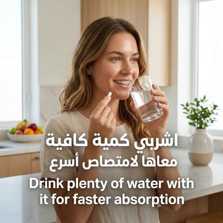 الخطوة الثانية: اشربي كمية كافية معاها لامتصاص أسرع