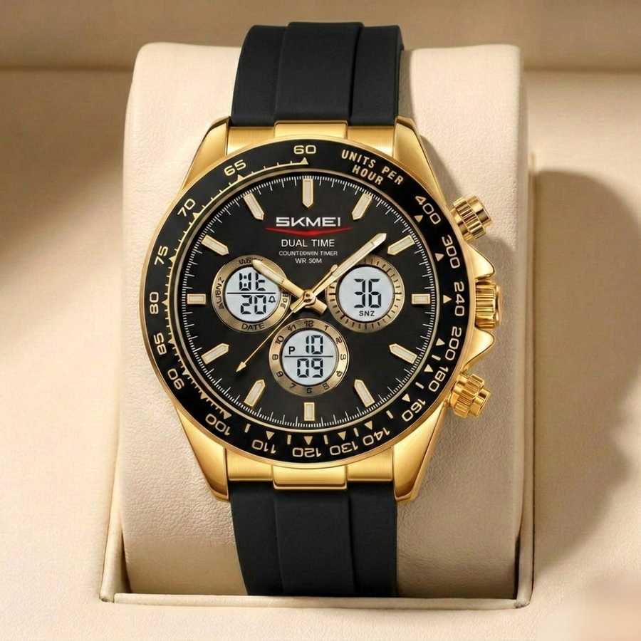 SKMEI Daytona Gold Rubber Strap