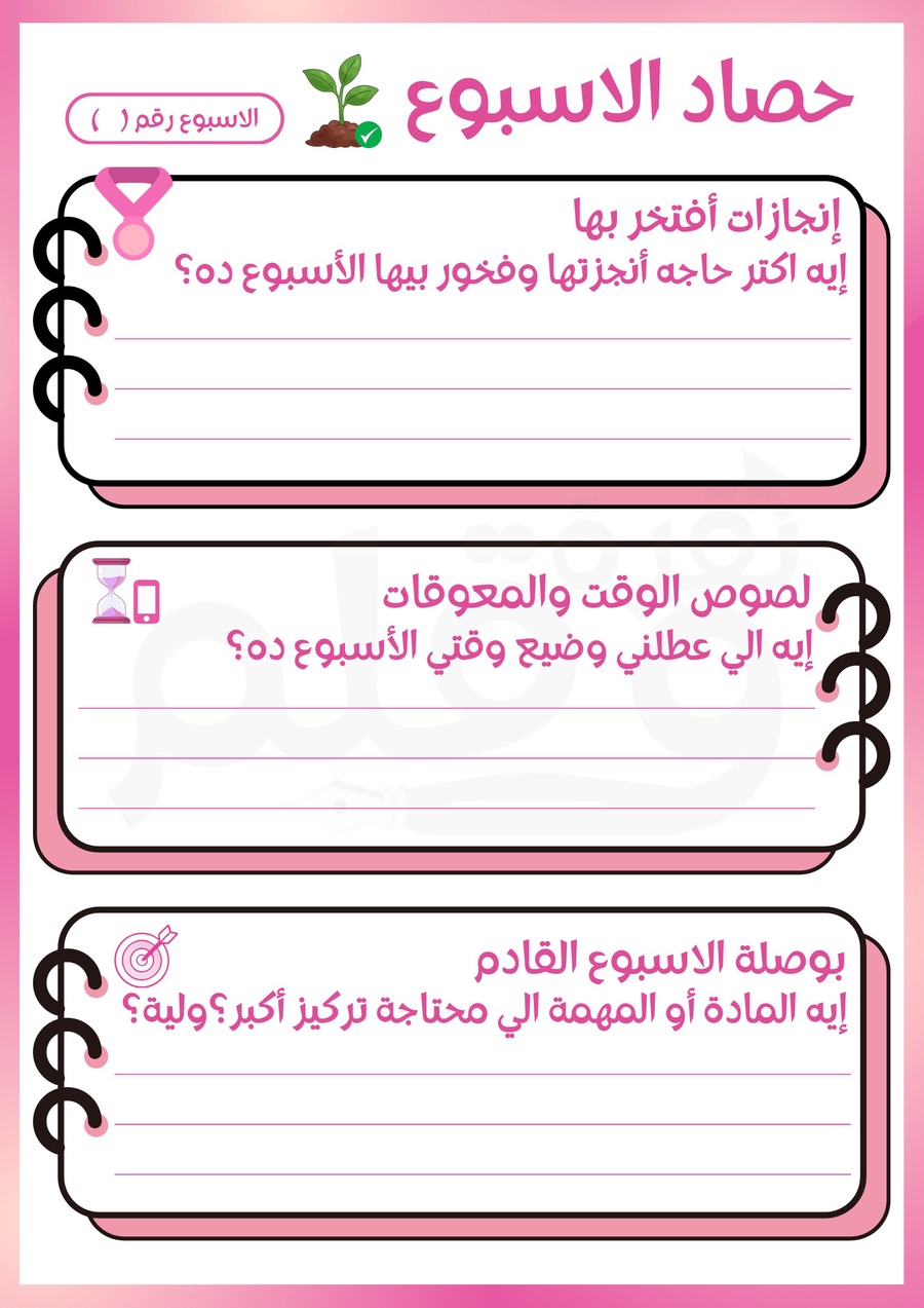 حصاد الأسبوع والتقييم الذاتي 📊