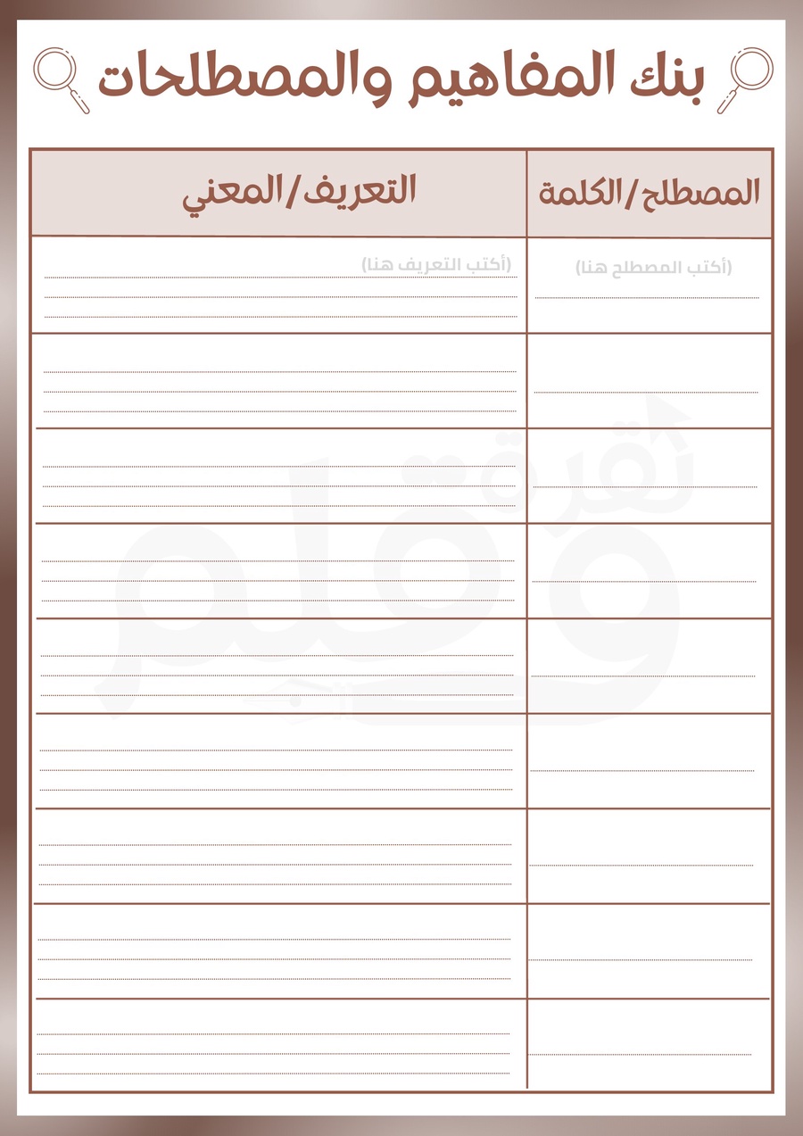 بنك المفاهيم والمصطلحات 📚