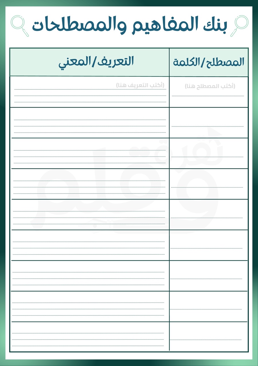 بنك المفاهيم والمصطلحات 📚
