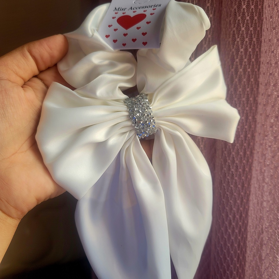 Satin Scrunchie Bow with Glitter Strass