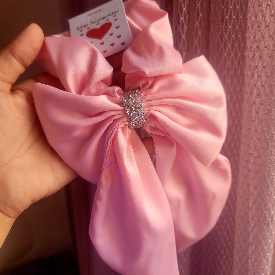 Satin Scrunchie Bow with Glitter Strass