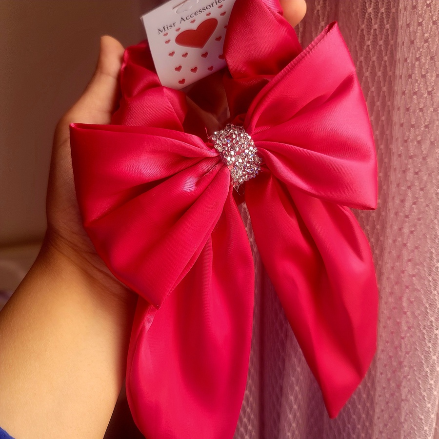 Satin Scrunchie Bow with Glitter Strass