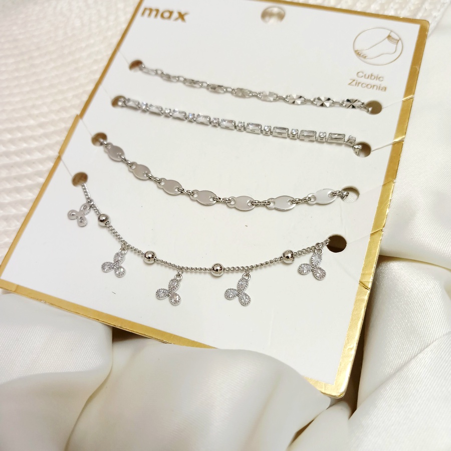 Silver Drops Anklet Set
