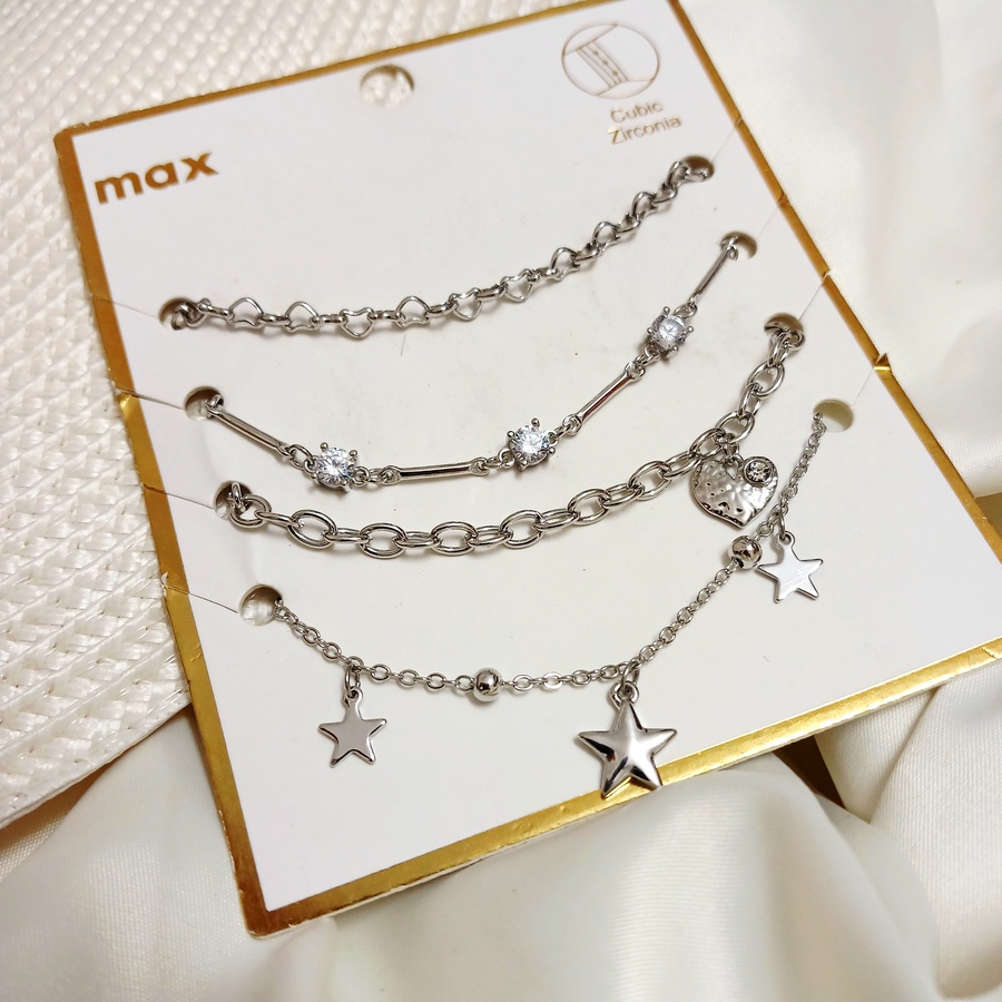 Silver Stars Anklet Set