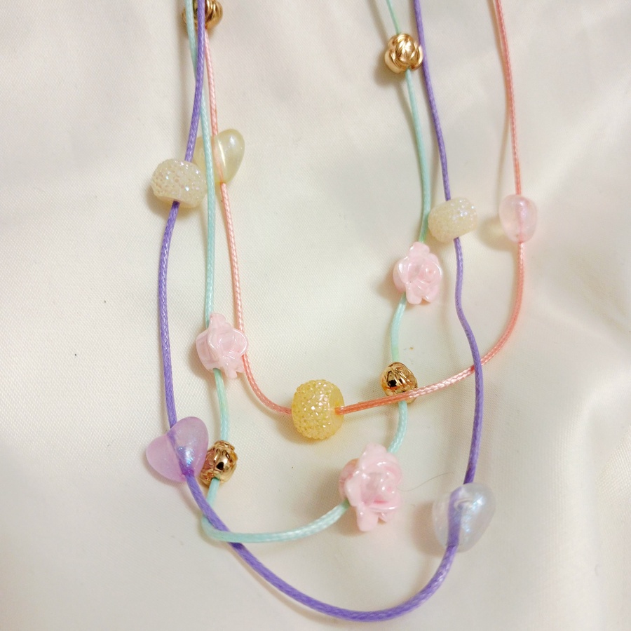 Flowers Pinky 3 layers necklace 