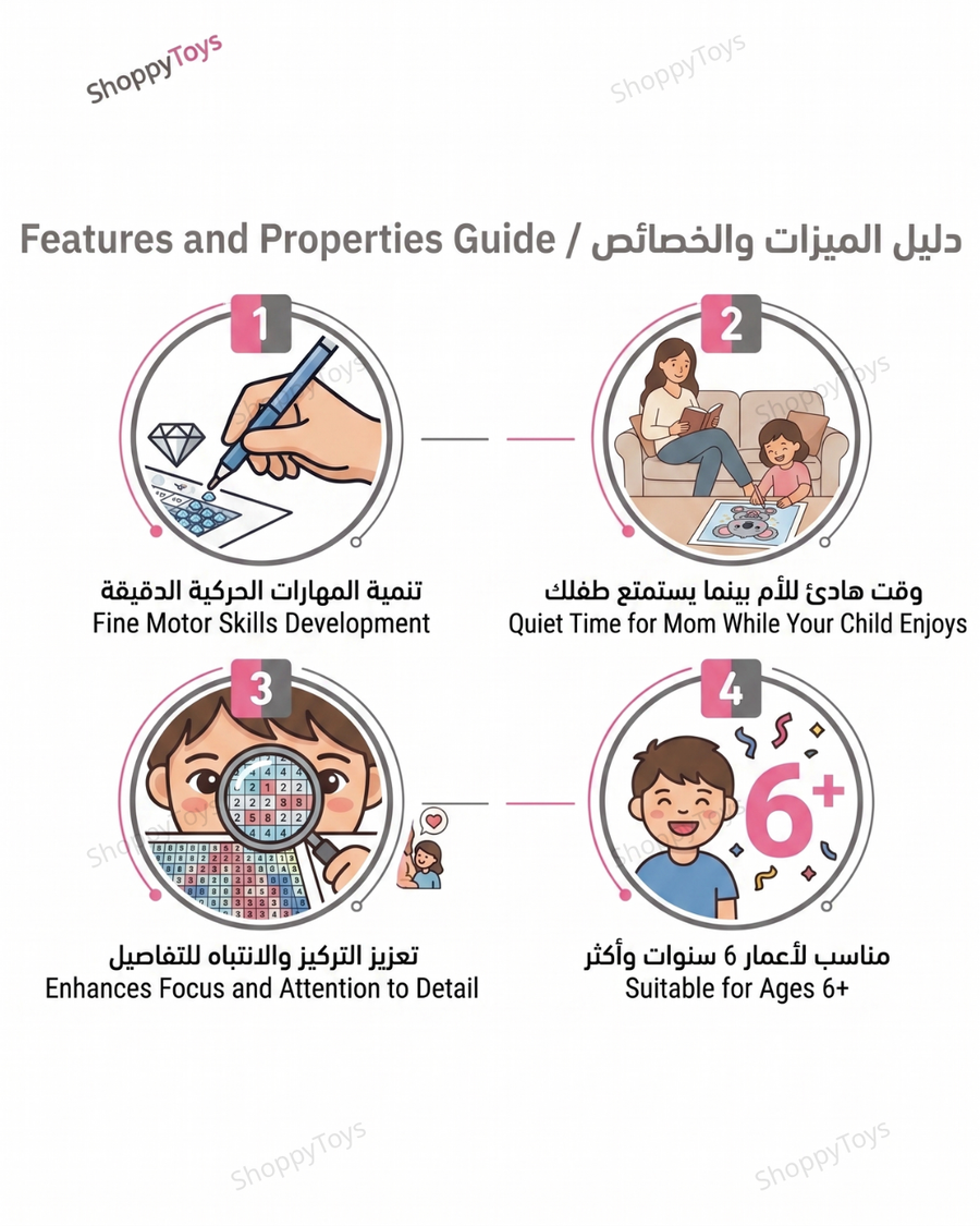 لوحة الرسم بالكريستال الماسي للأطفال (شخصية ستيتش) مع إطار لتنمية التركيز
