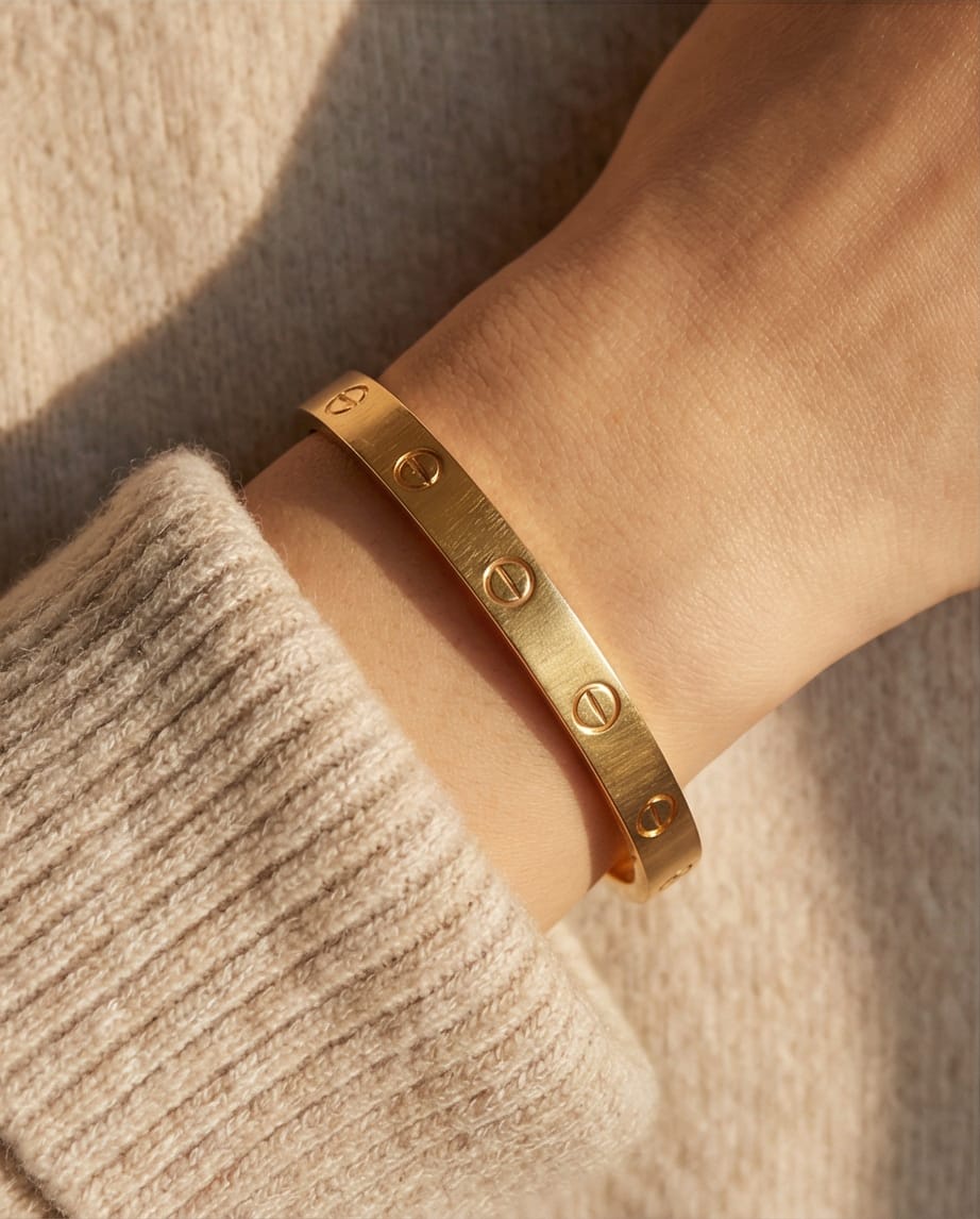 Gold-Tone Screw Design Bangle Bracelet