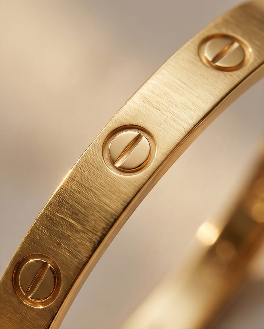 Gold-Tone Screw Design Bangle Bracelet