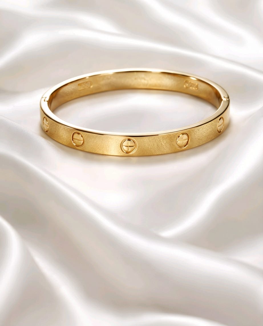 Gold-Tone Screw Design Bangle Bracelet