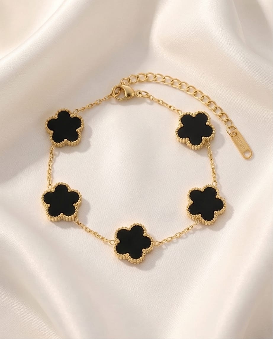 Women's Black Clover Charm Bracelet