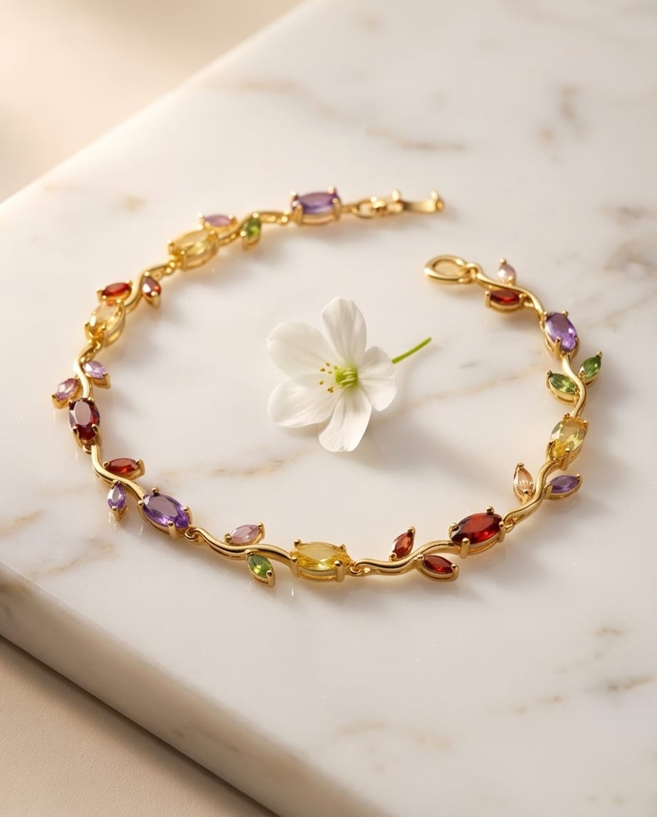 Rawnq Stainless Steel Bracelet for Women Tulip Rainbow