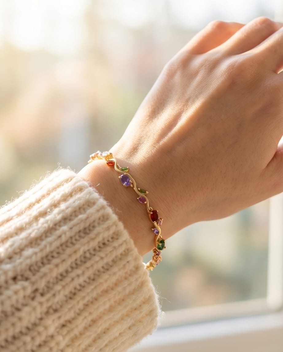 Rawnq Stainless Steel Bracelet for Women Tulip Rainbow