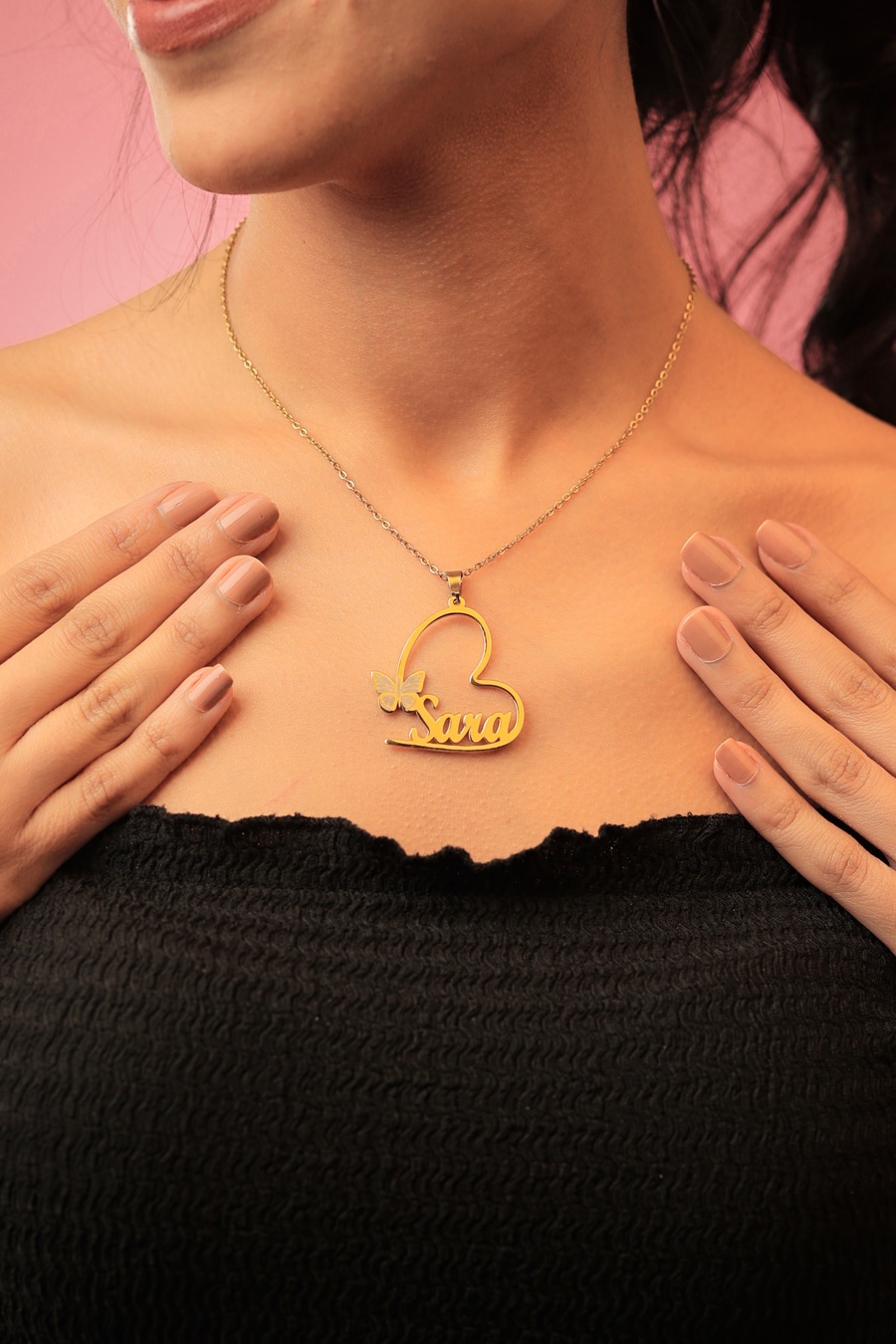 Heart butterfly necklace