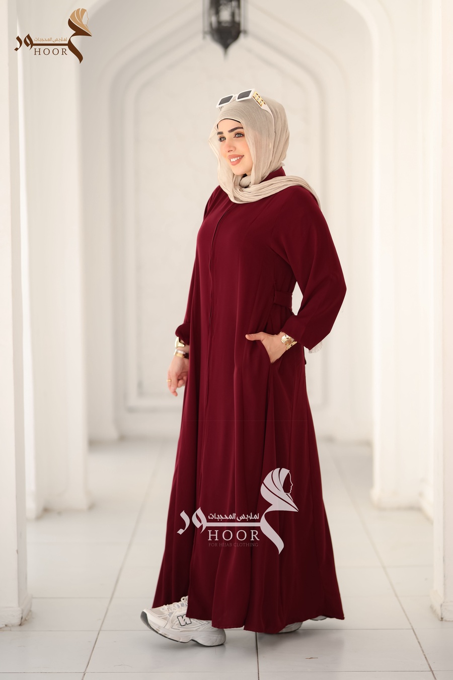 عباية ريماس كريب تركي من حور – عباية واسعة أنيقة لجميع المقاسات