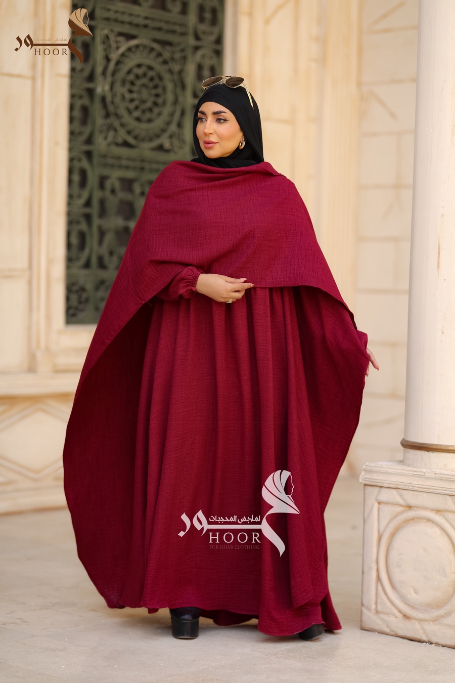 ملحفة حور – طقم كتان دريس + كاب متعدد اللفات