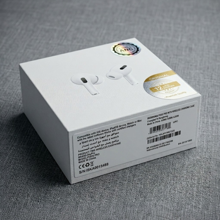 سماعة AirPods Pro من براند Skypro – عزل ضوضاء ANC – شحن Lightning – خامات Premium