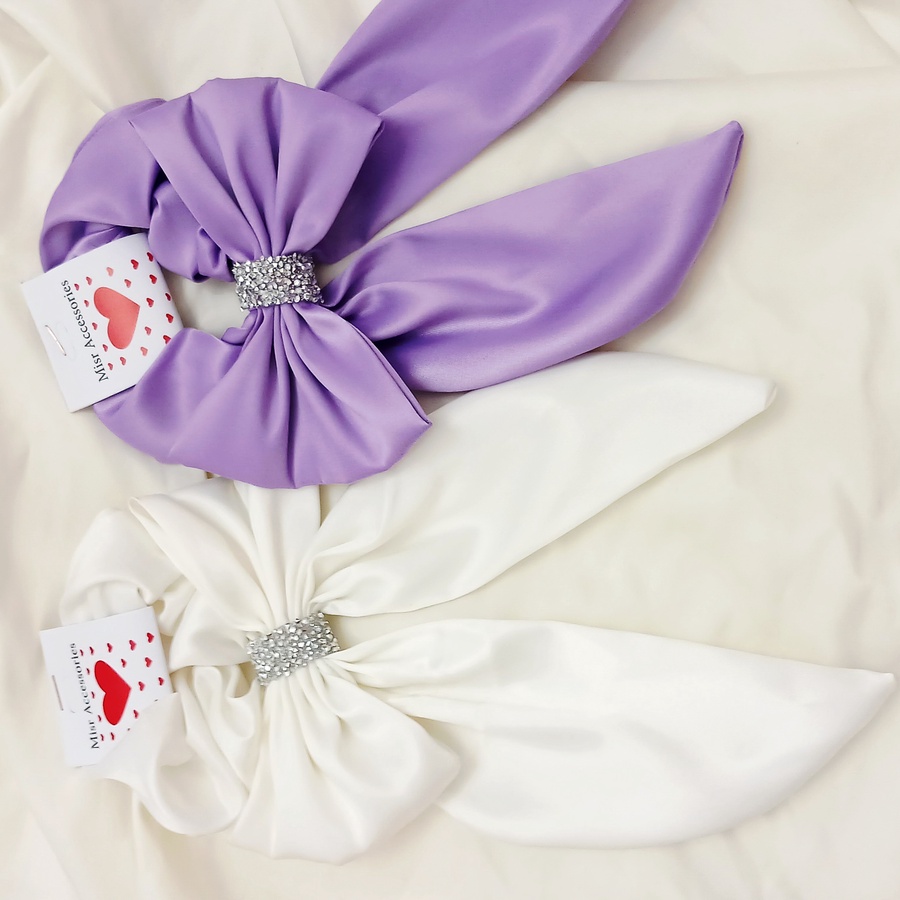 Satin Scrunchie Bow with Glitter Strass