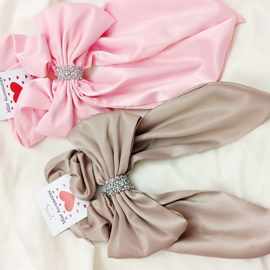 Satin Scrunchie Bow with Glitter Strass