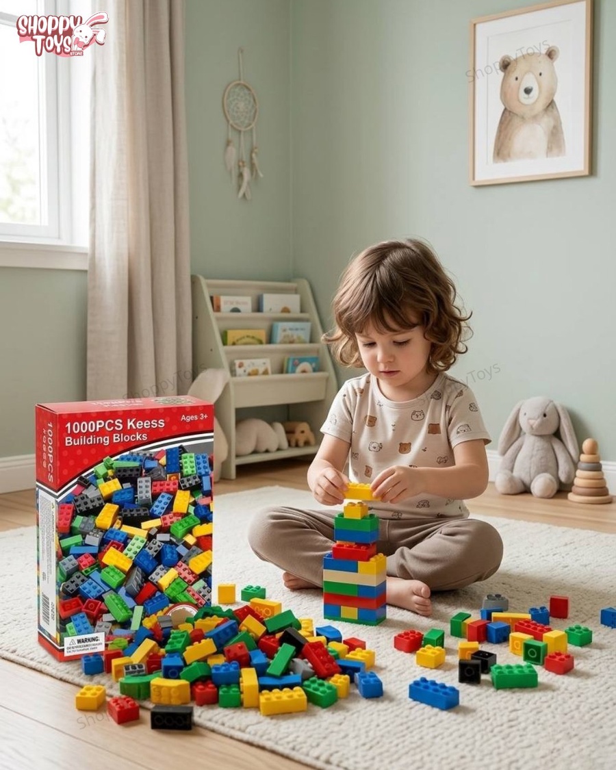 طقم مكعبات البناء والتركيب الكلاسيكية للأطفال (متوفر ٥٠٠ و ١٠٠٠ قطعة) لتنمية الذكاء