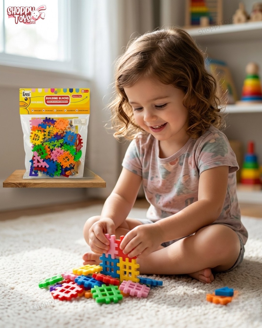 شنطة مكعبات التركيب الشبكية المتداخلة (Puzzle Fun) بأشكال هندسية لتنمية الذكاء