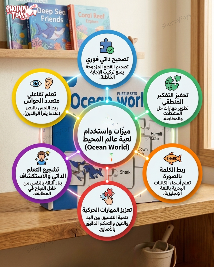 لعبة صندوق بازل عالم المحيط التعليمي (10 مجموعات ذاتية التصحيح)
