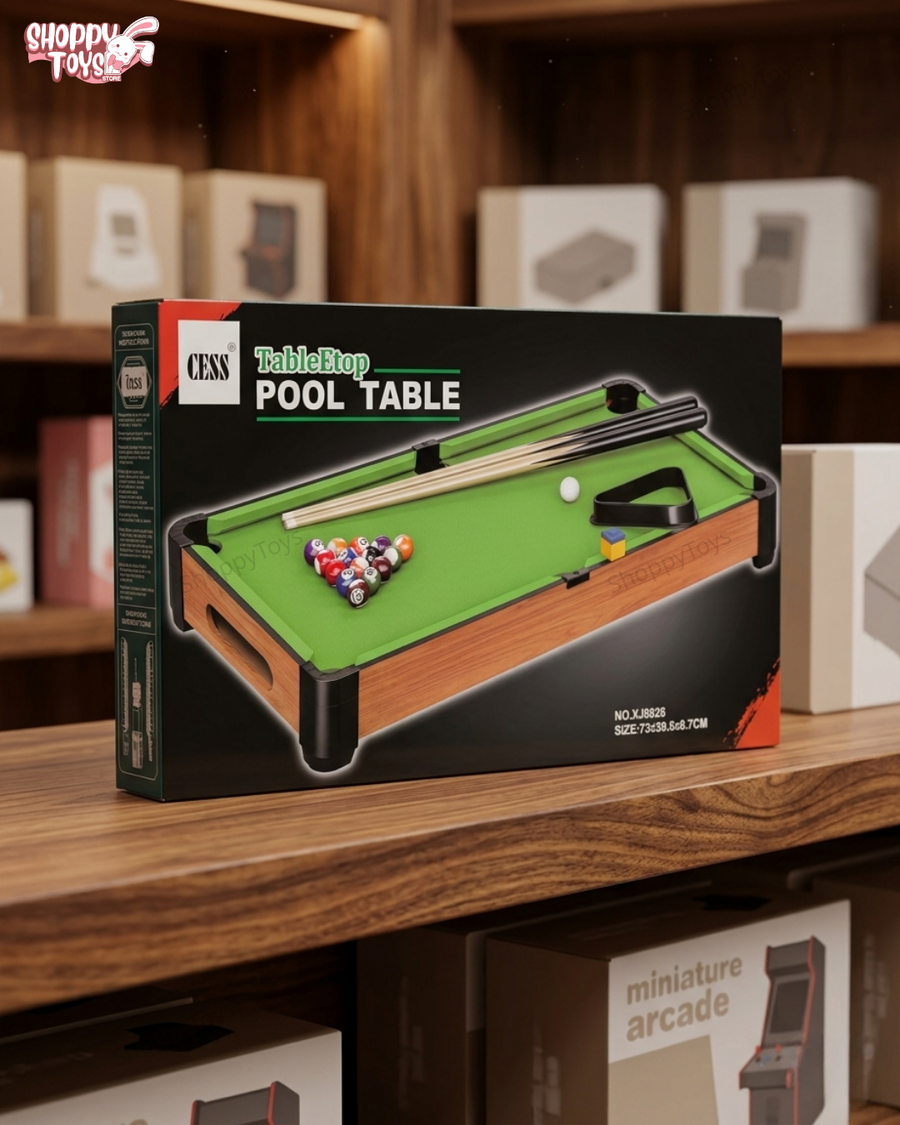 لعبة طاولة بلياردو خشبية مصغرة للأطفال والعائلة (Tabletop Pool Table)