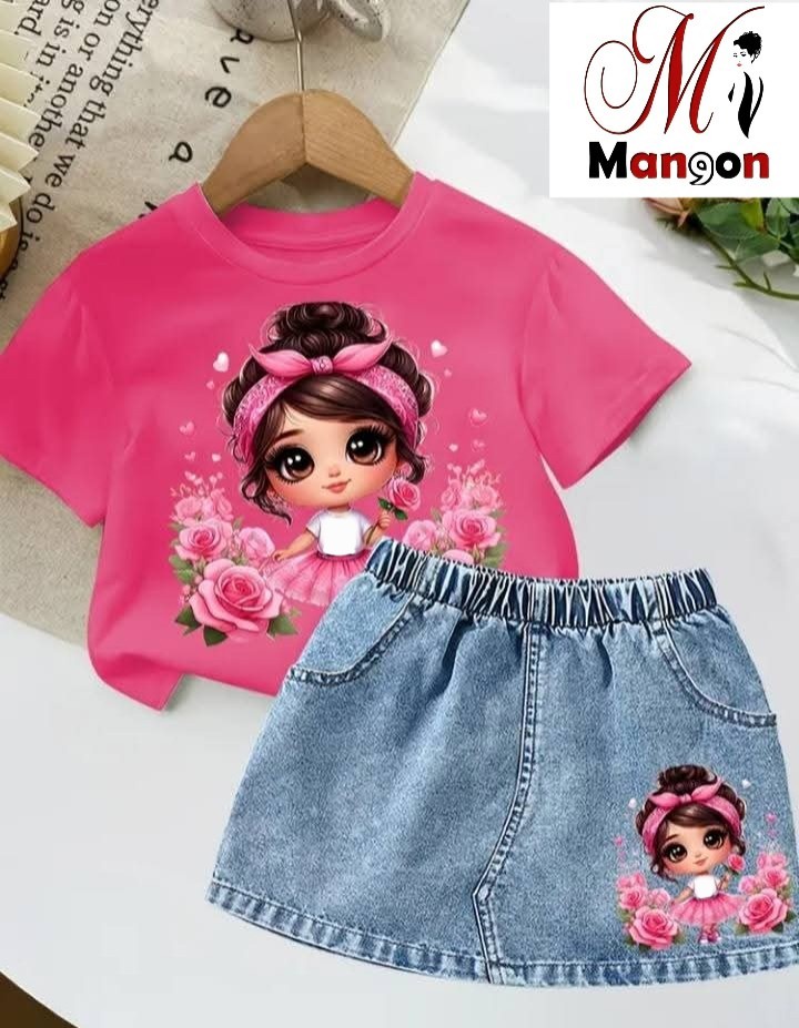 jeans Skirt & T-Shirt Set