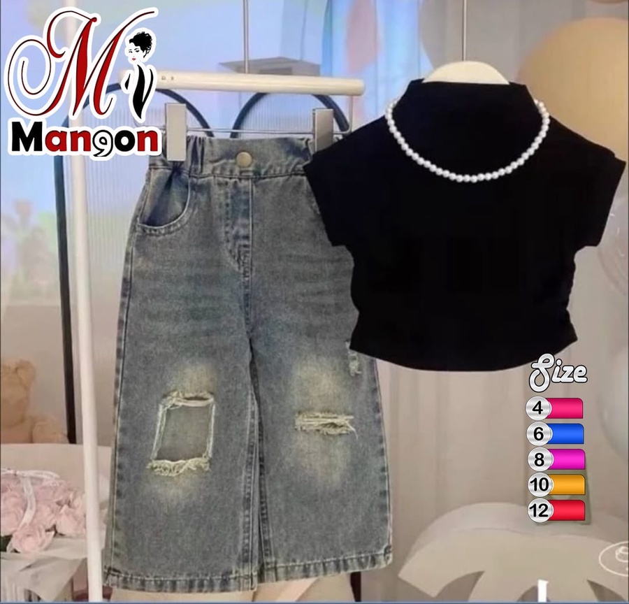 Cut Jeans & T-Shirt Set