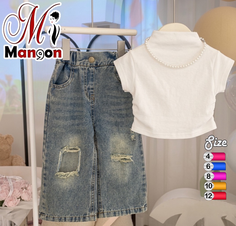 Cut Jeans & T-Shirt Set